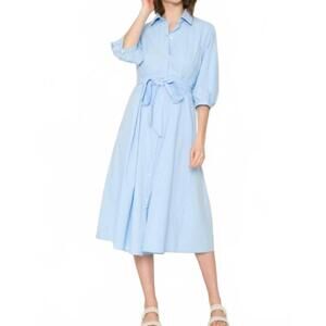NEW MILLION COLORS midi shirt dress in pale blue